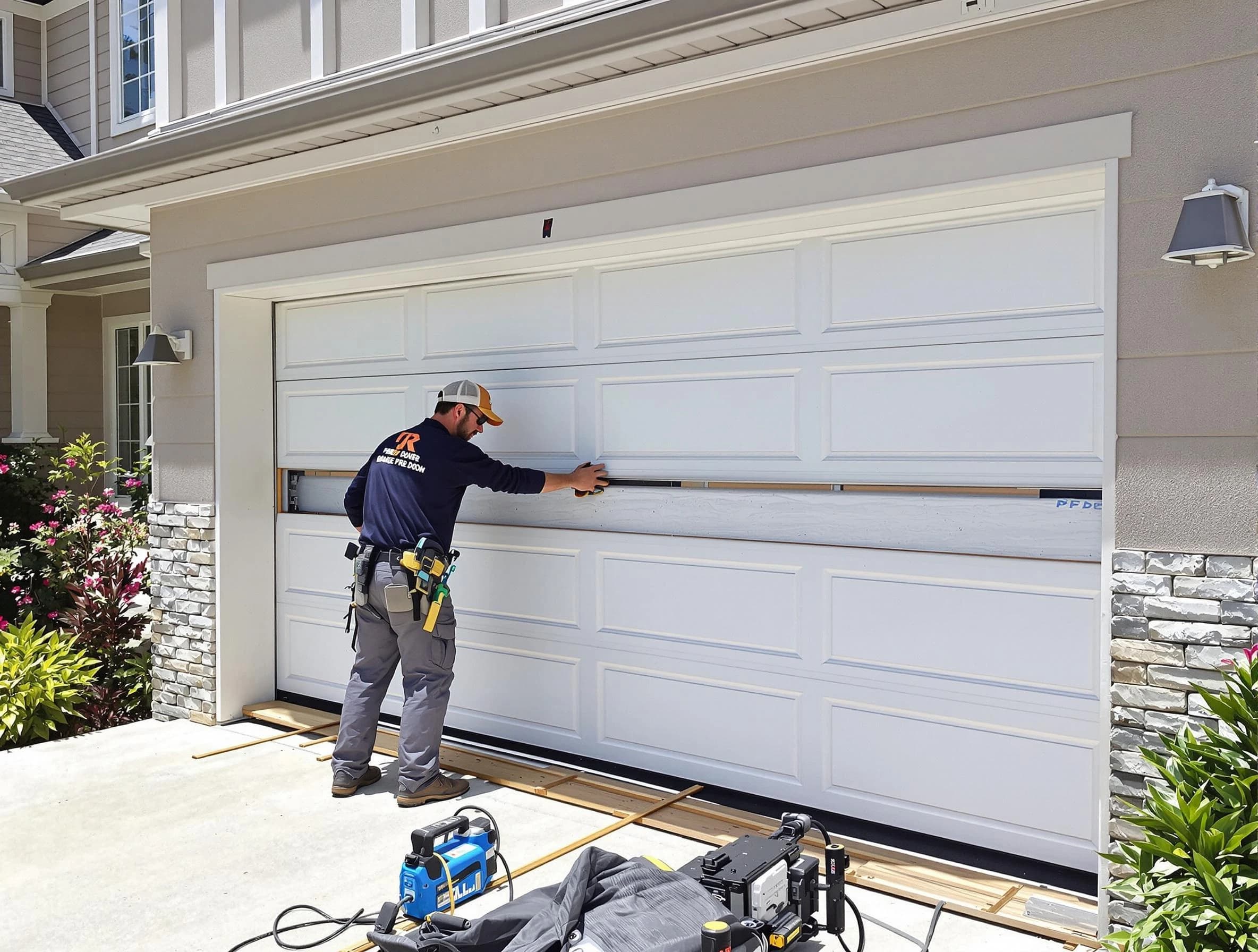 Morrow Garage Door Repair team performing complete garage door replacement at Morrow residence