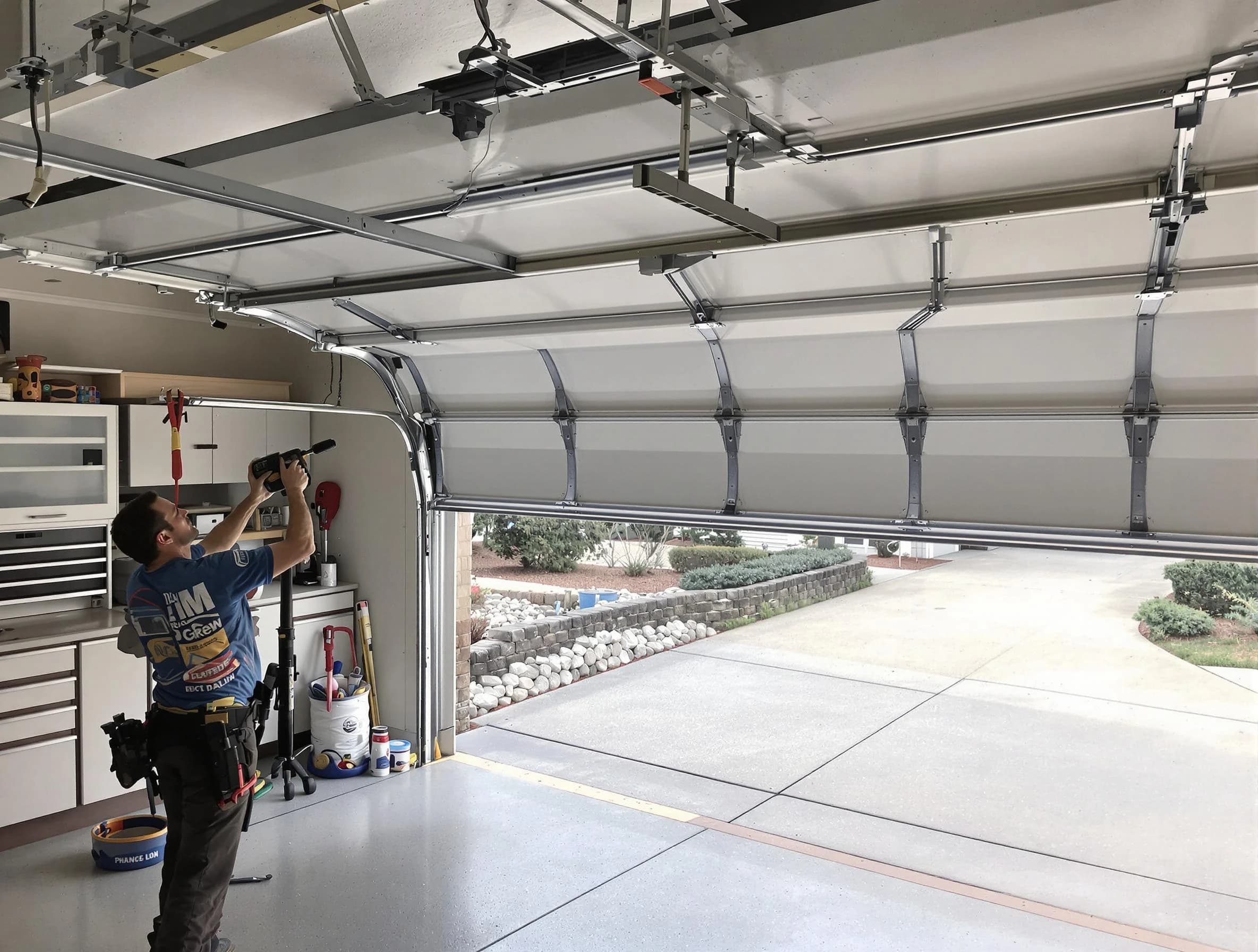 Garage door track repair service by Morrow Garage Door Repair in Morrow
