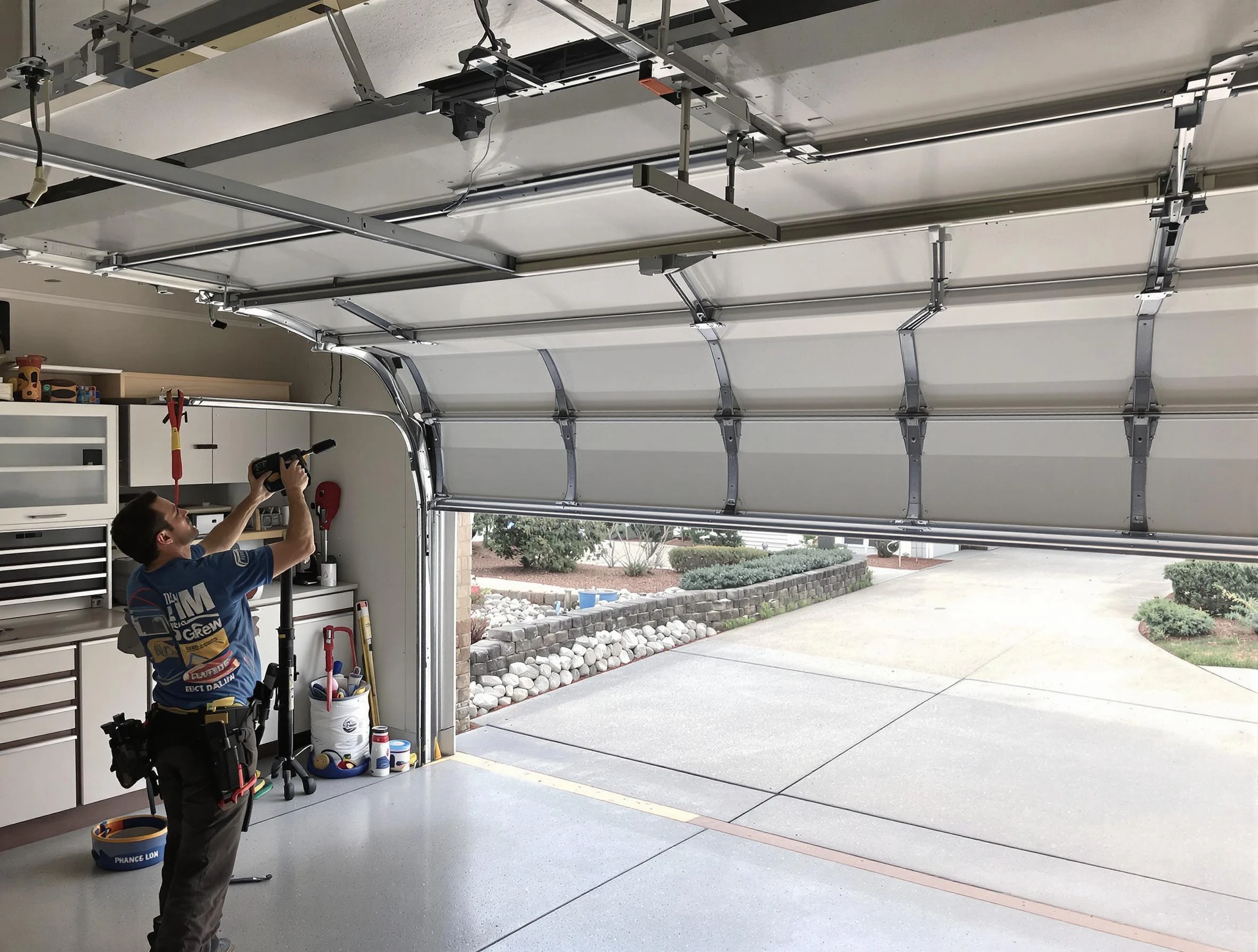 Garage door track repair service by Morrow Garage Door Repair in Morrow